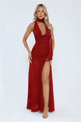 Wildflower Way Knit Sequin Maxi Dress Wine