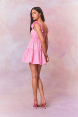Poplar Flutter Sleeve Mini Dress - MELON KISS