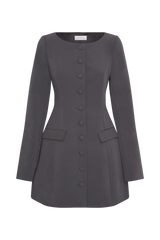 Jolie Boat Neck Suiting Mini Dress - Charcoal Grey