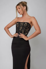 Maravilla Lace Bodice Maxi Dress Black/Nude