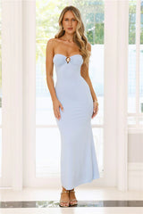 Simple Sunshine Strapless Maxi Dress Blue