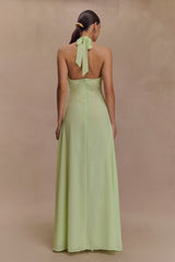 Malakhai Chiffon Halter Maxi Dress - Pastel Green