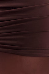 Delaney Slinky And Mesh Maxi Dress - Chocolate