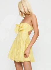 Loulani Strapless Mini Dress Lemon