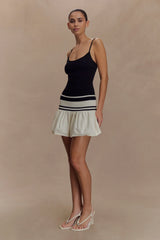 Ellison Contrast Knit Mini Dress - Black/White